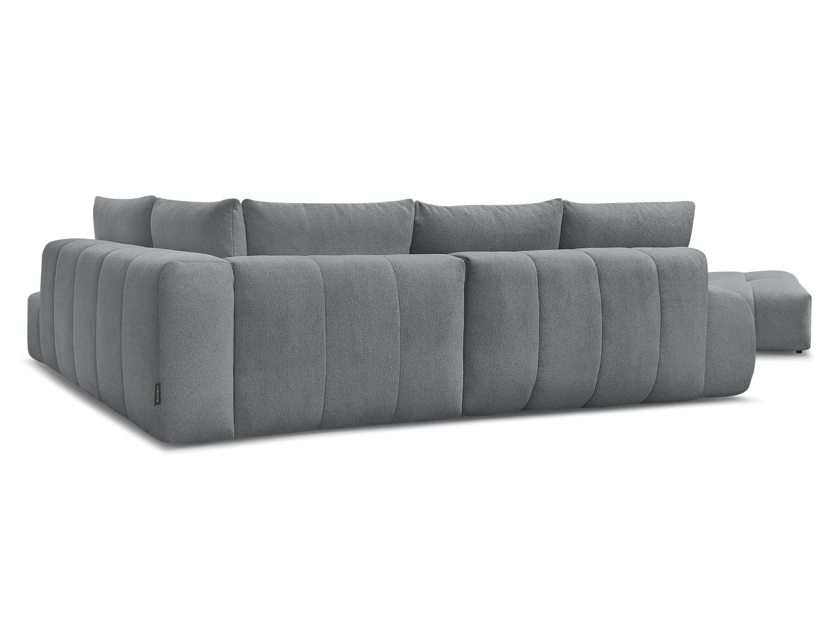 Canapé d'angle fixe EVEREST tissu chiné - Orange - Angle droit - 10 coussins