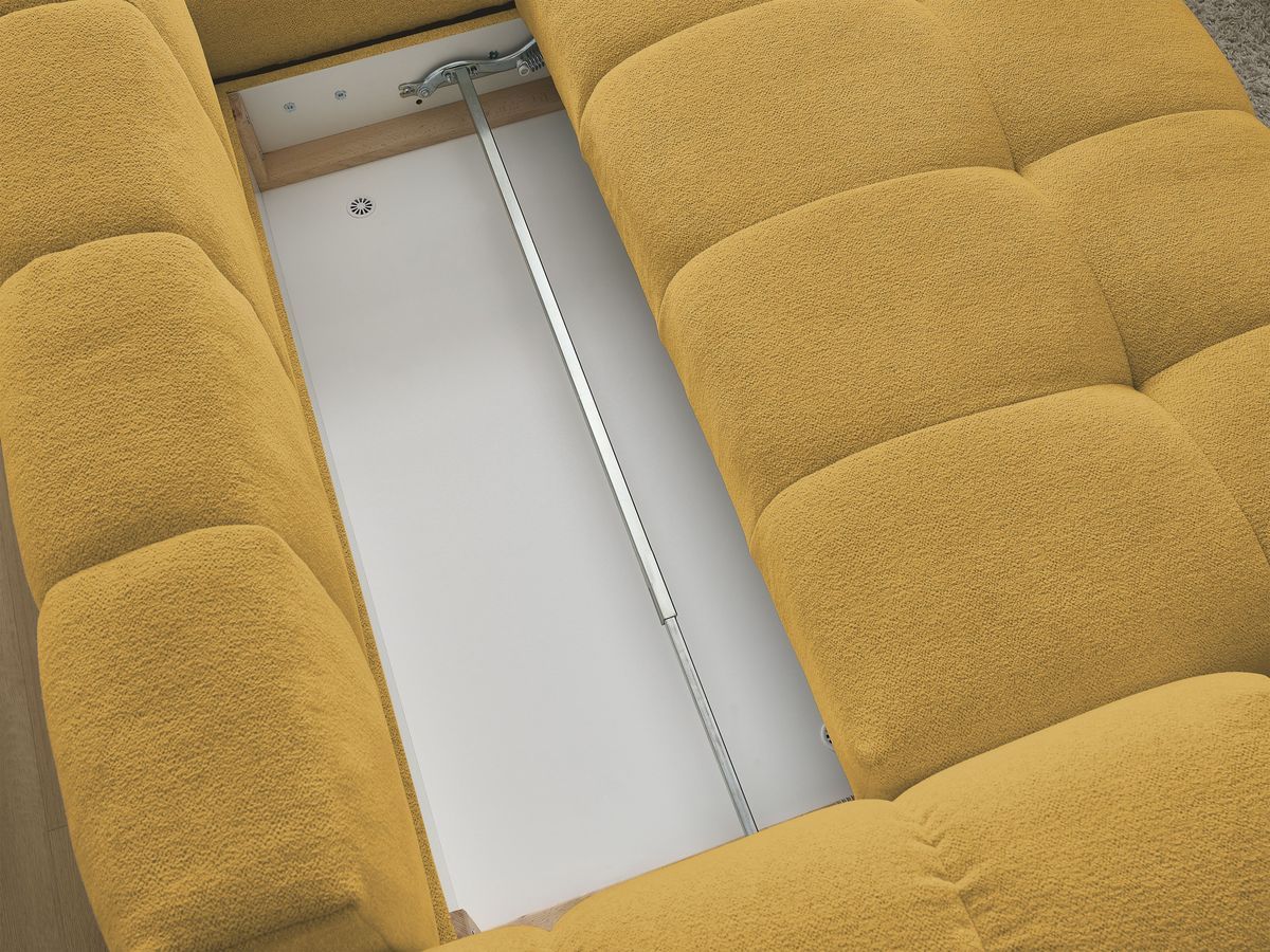Canapé d'angle fixe EVEREST tissu chiné - Orange - Angle droit - 10 coussins