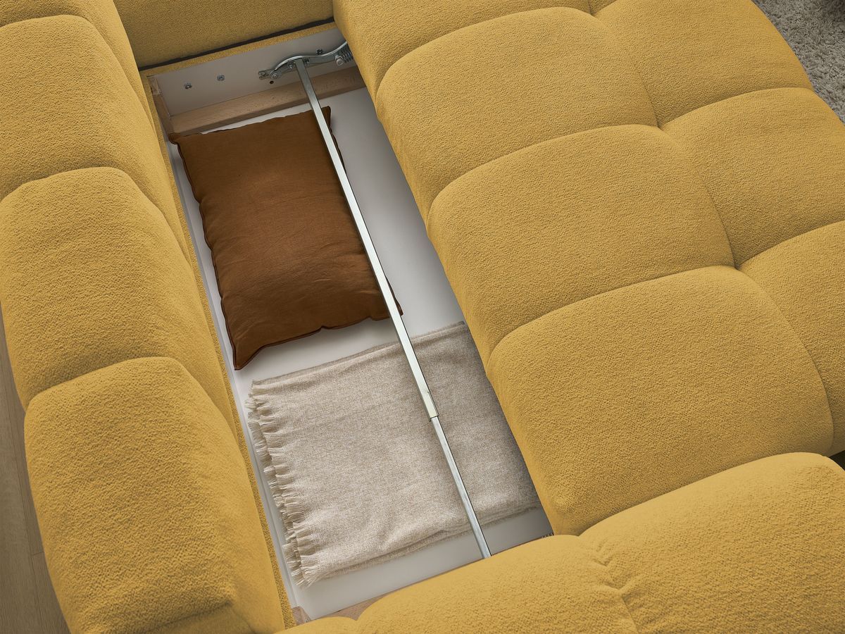 Canapé d'angle fixe EVEREST tissu chiné - Orange - Angle droit - 10 coussins