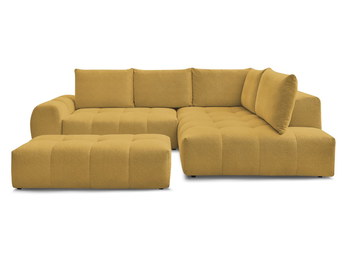Canapé d'angle fixe EVEREST tissu chiné - Orange - Angle droit - 10 coussins