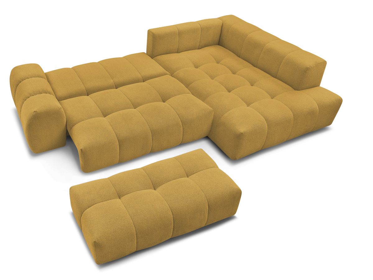 Canapé d'angle fixe EVEREST tissu chiné - Orange - Angle droit - 10 coussins