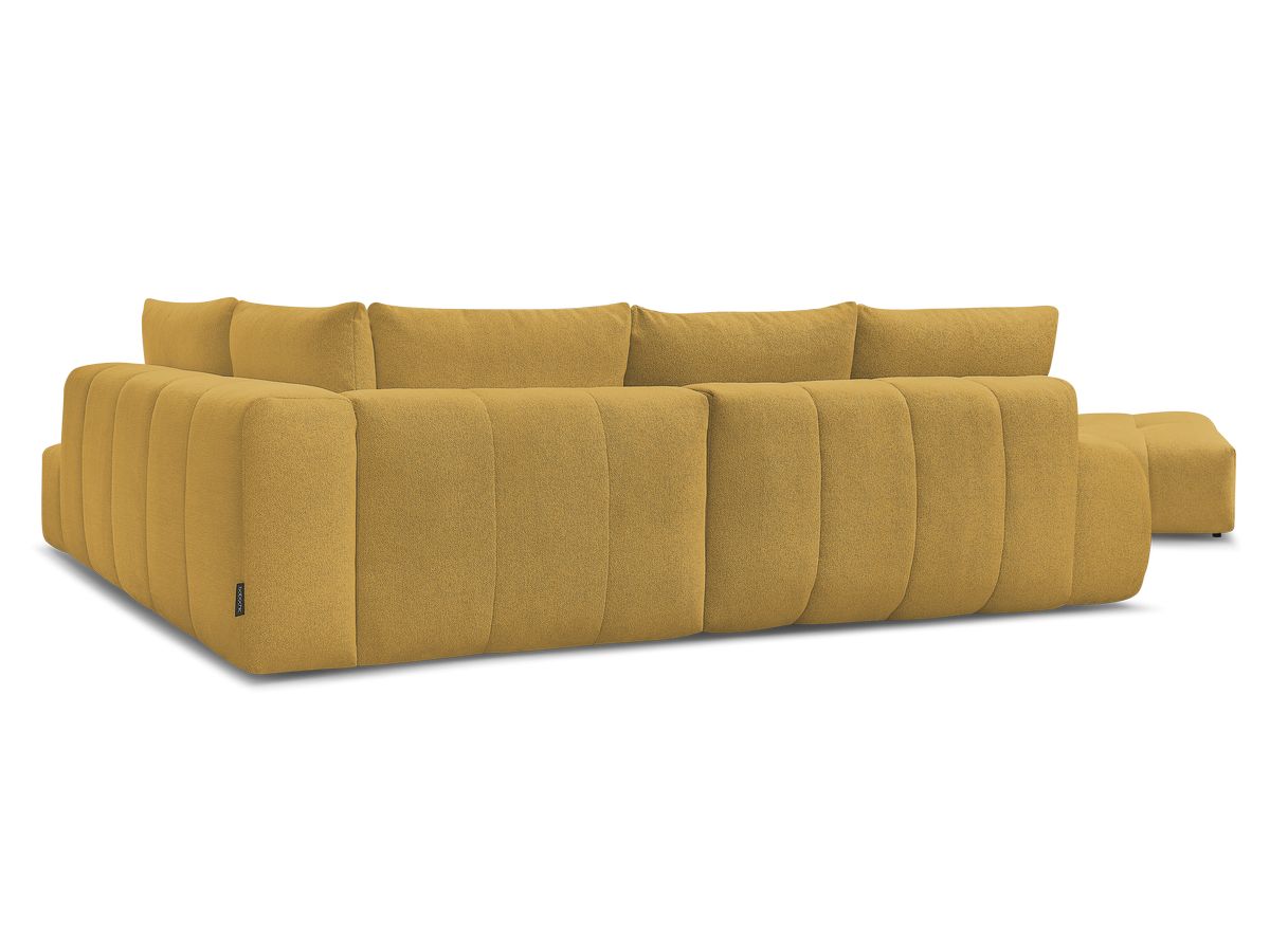 Canapé d'angle fixe EVEREST tissu chiné - Orange - Angle droit - 10 coussins