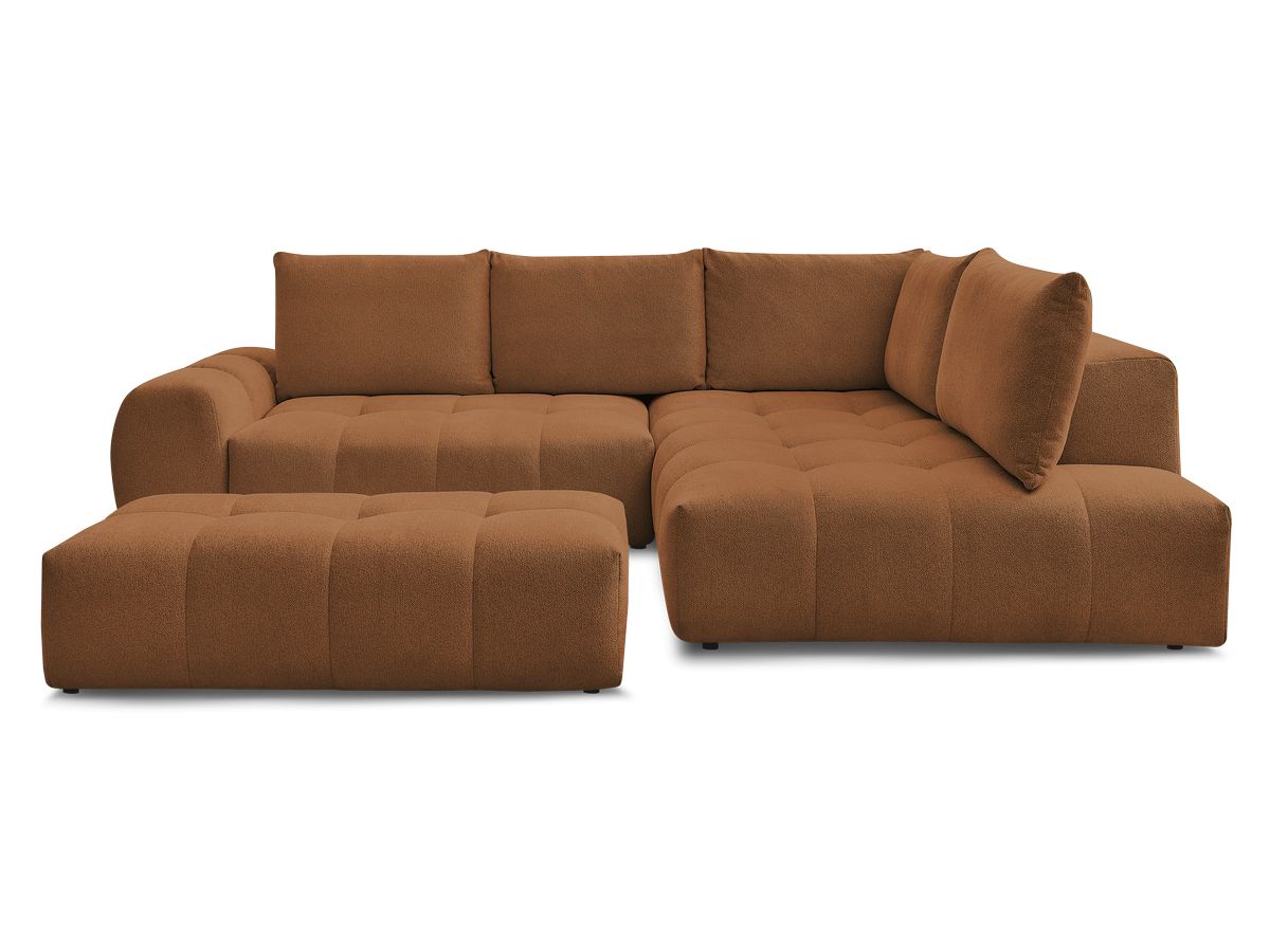Canapé d'angle fixe EVEREST tissu chiné - Orange - Angle droit - 10 coussins
