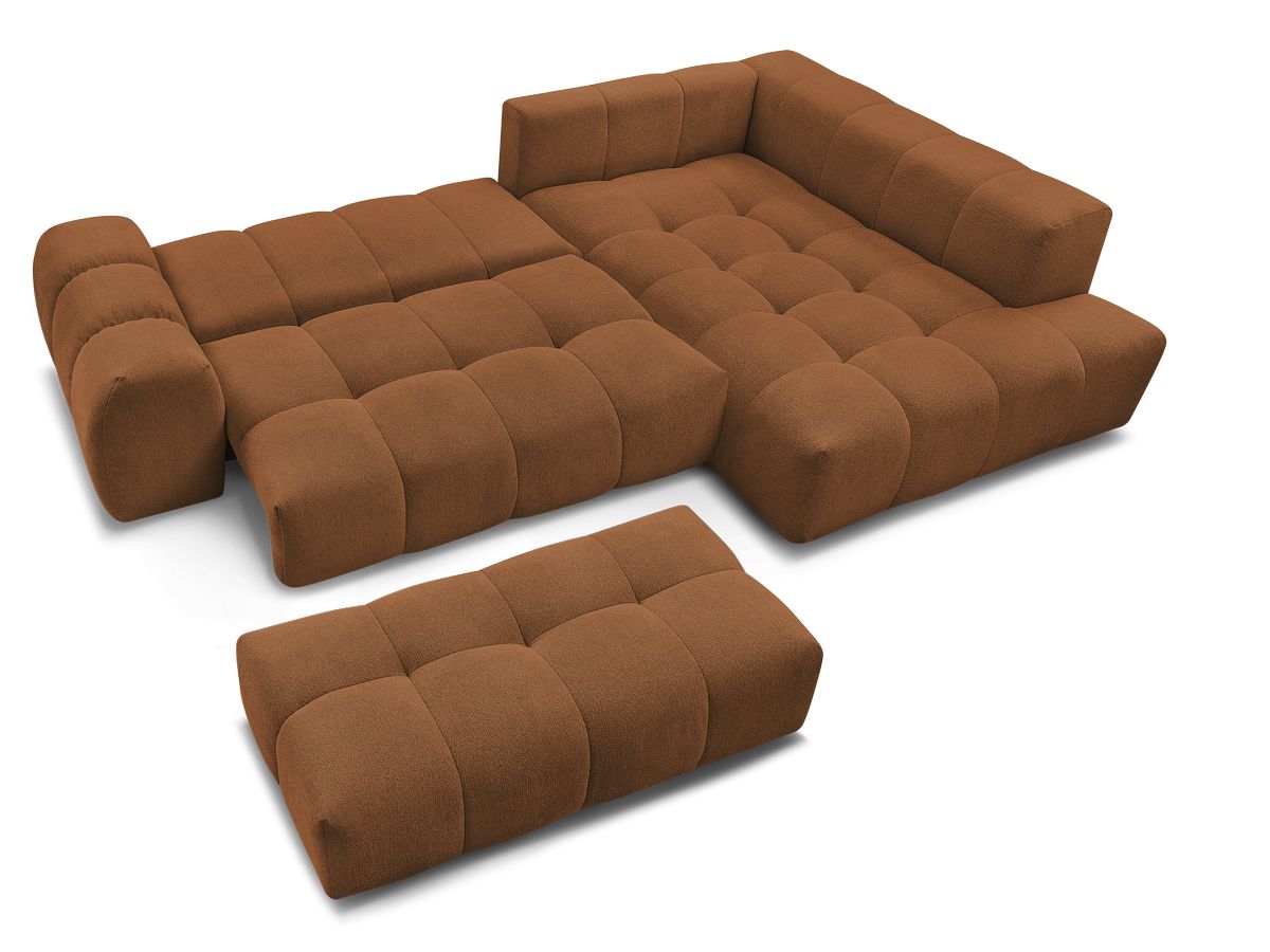Canapé d'angle fixe EVEREST tissu chiné - Orange - Angle droit - 10 coussins