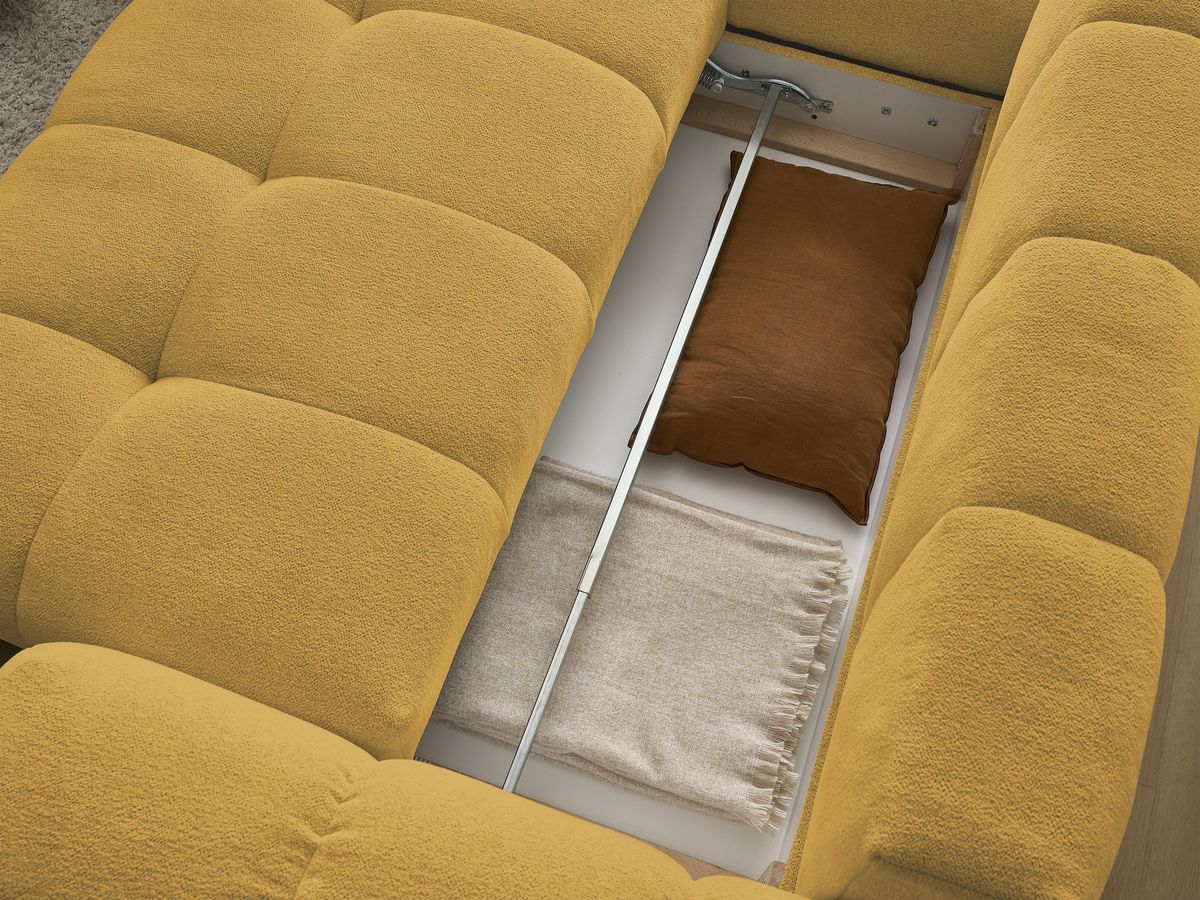 Canapé d'angle fixe EVEREST tissu chiné - Orange - Angle droit - 10 coussins