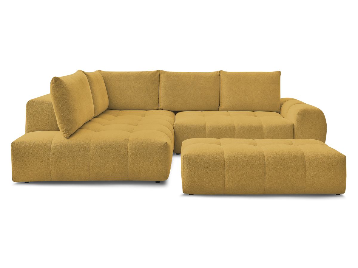 Canapé d'angle fixe EVEREST tissu chiné - Orange - Angle droit - 10 coussins