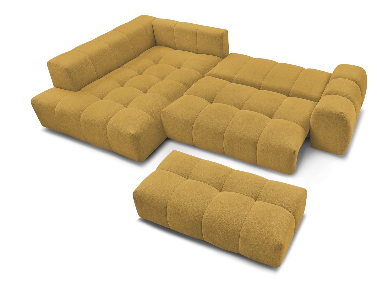 Canapé d'angle fixe EVEREST tissu chiné - Orange - Angle droit - 10 coussins