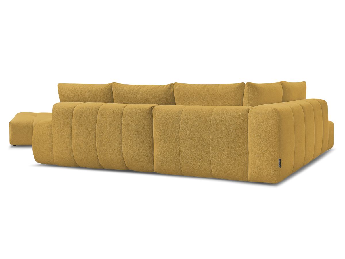 Canapé d'angle fixe EVEREST tissu chiné - Orange - Angle droit - 10 coussins