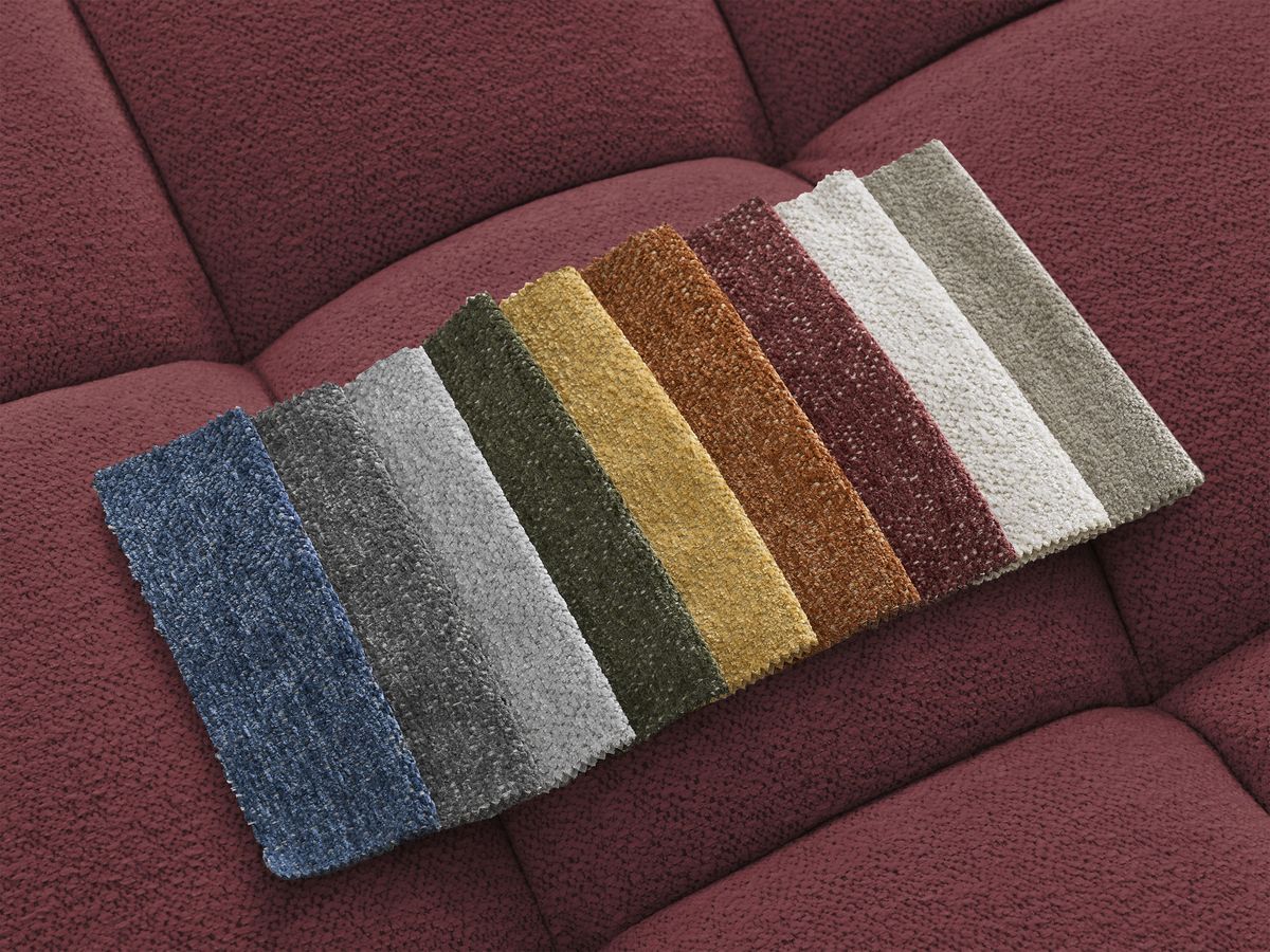 Canapé d'angle fixe EVEREST tissu chiné - Orange - Angle droit - 10 coussins