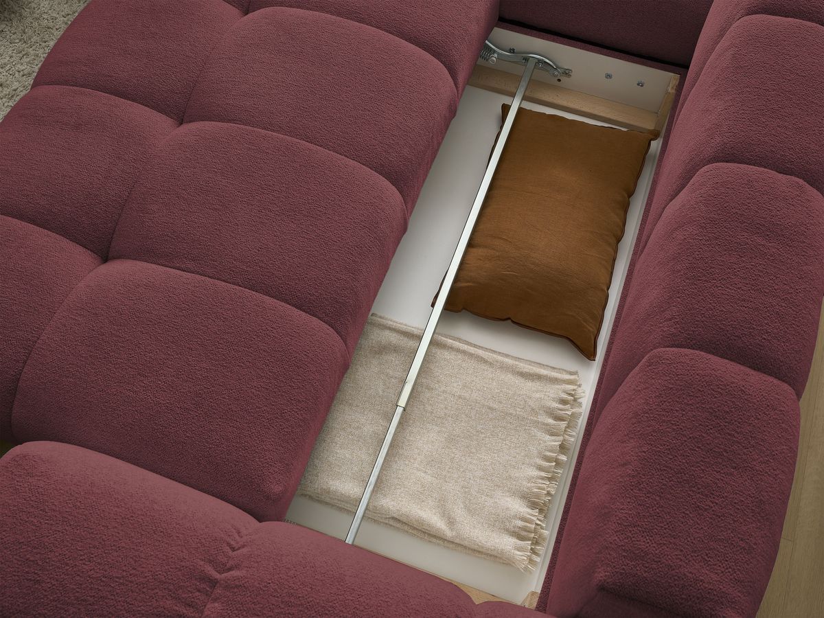Canapé d'angle fixe EVEREST tissu chiné - Orange - Angle droit - 10 coussins