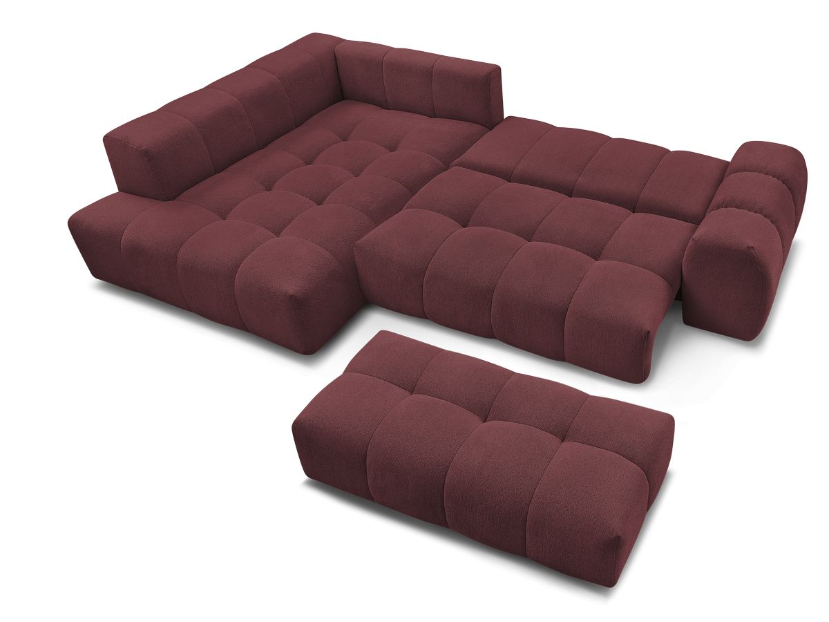 Canapé d'angle fixe EVEREST tissu chiné - Orange - Angle droit - 10 coussins