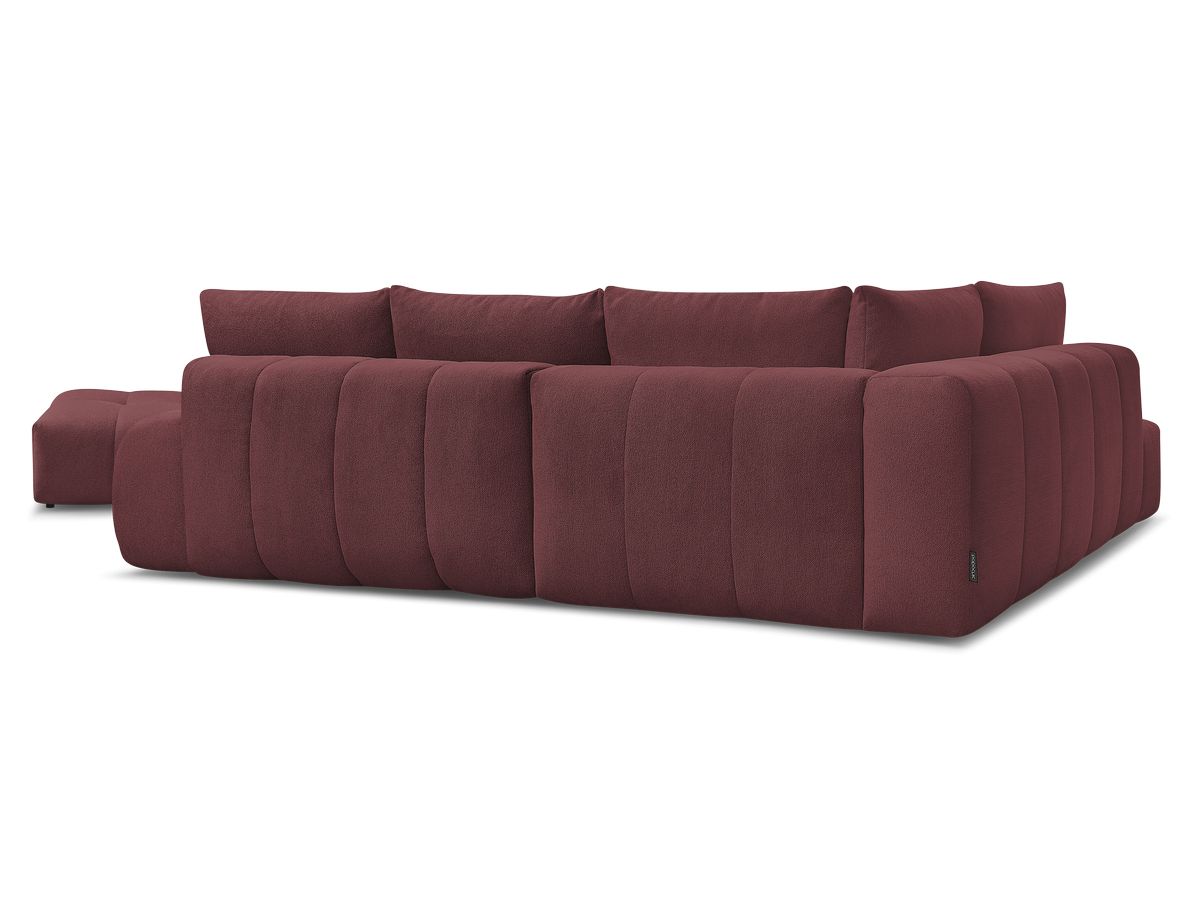 Canapé d'angle fixe EVEREST tissu chiné - Orange - Angle droit - 10 coussins