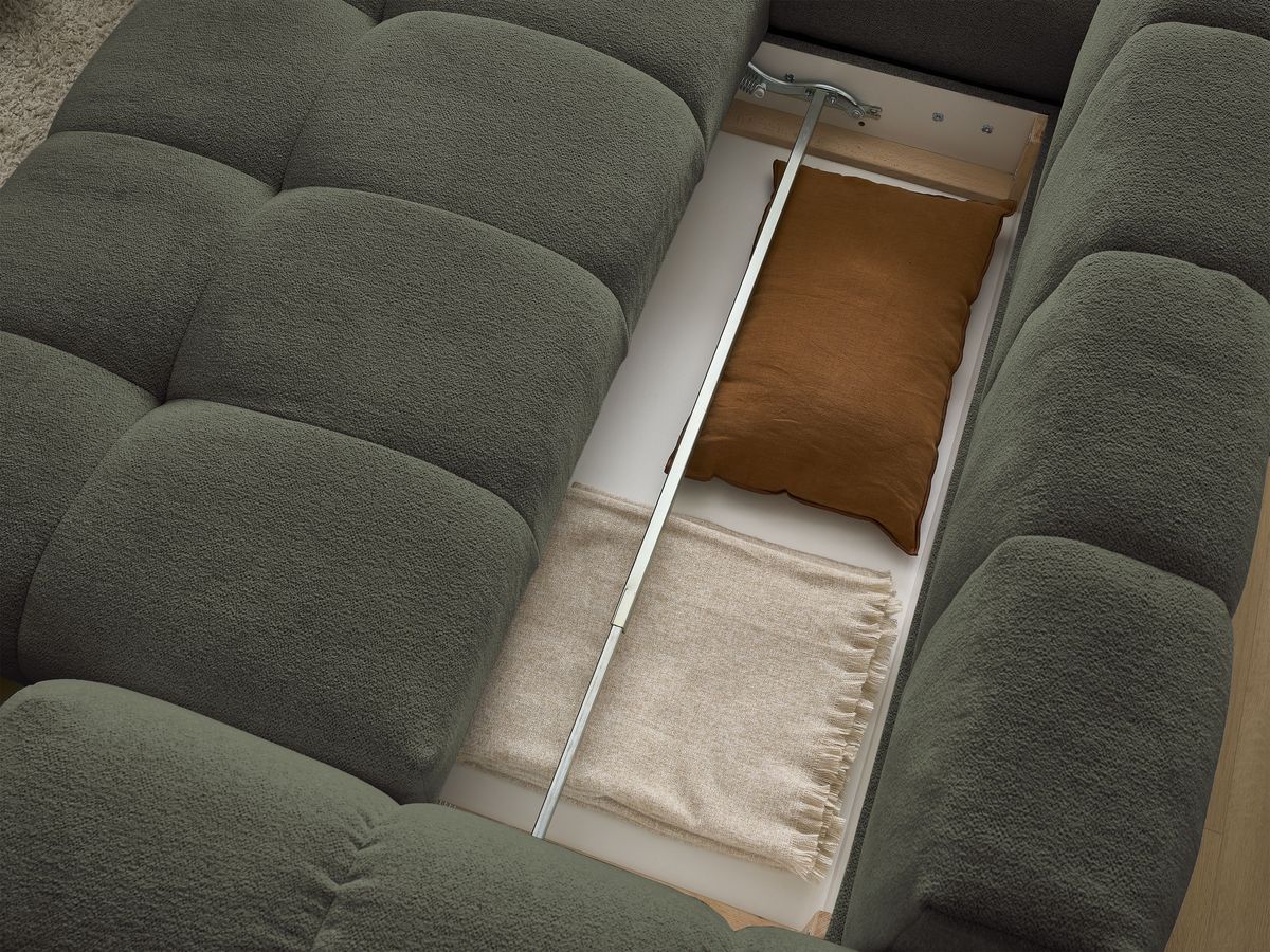 Canapé d'angle fixe EVEREST tissu chiné - Orange - Angle droit - 10 coussins