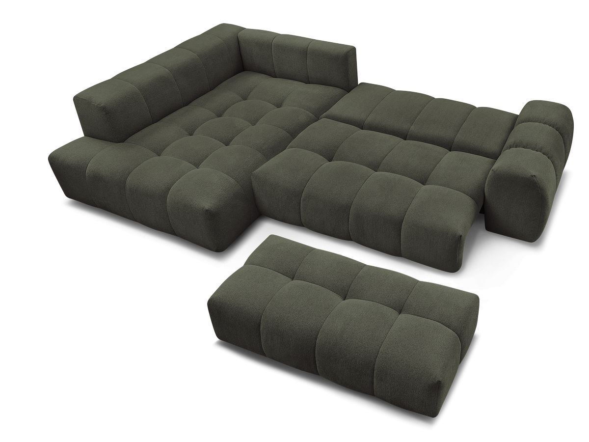 Canapé d'angle fixe EVEREST tissu chiné - Orange - Angle droit - 10 coussins