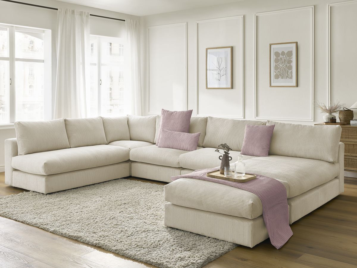 Ensemble STOCKHOLM avec plaid 140 x 180 cm + 2 coussins bifaces violet — vue 6