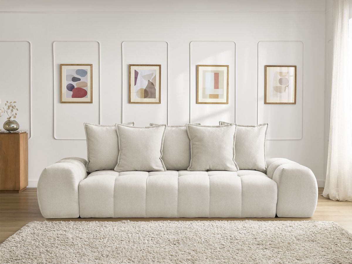Everest canapé droit convertible coffre 3 places tissu texturé beige - Vue supplémentaire 3
