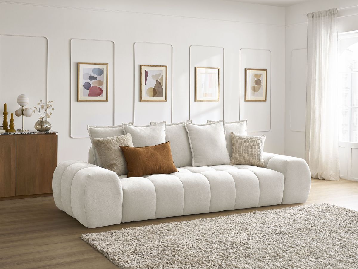 Canapé droit convertible coffre EVEREST tissu texturé