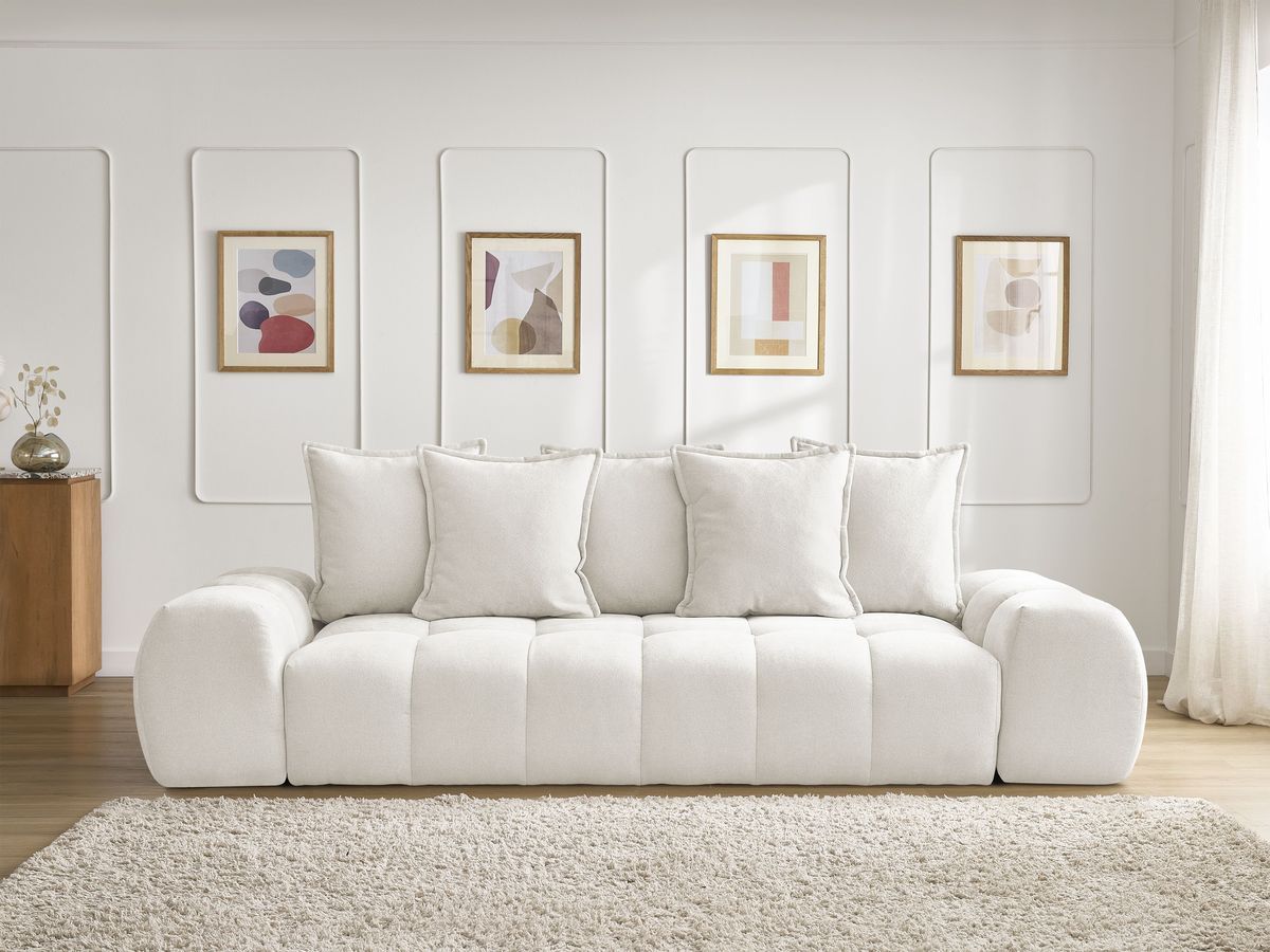 Everest canapé droit convertible coffre 3 places tissu texturé blanc - Vue supplémentaire 3