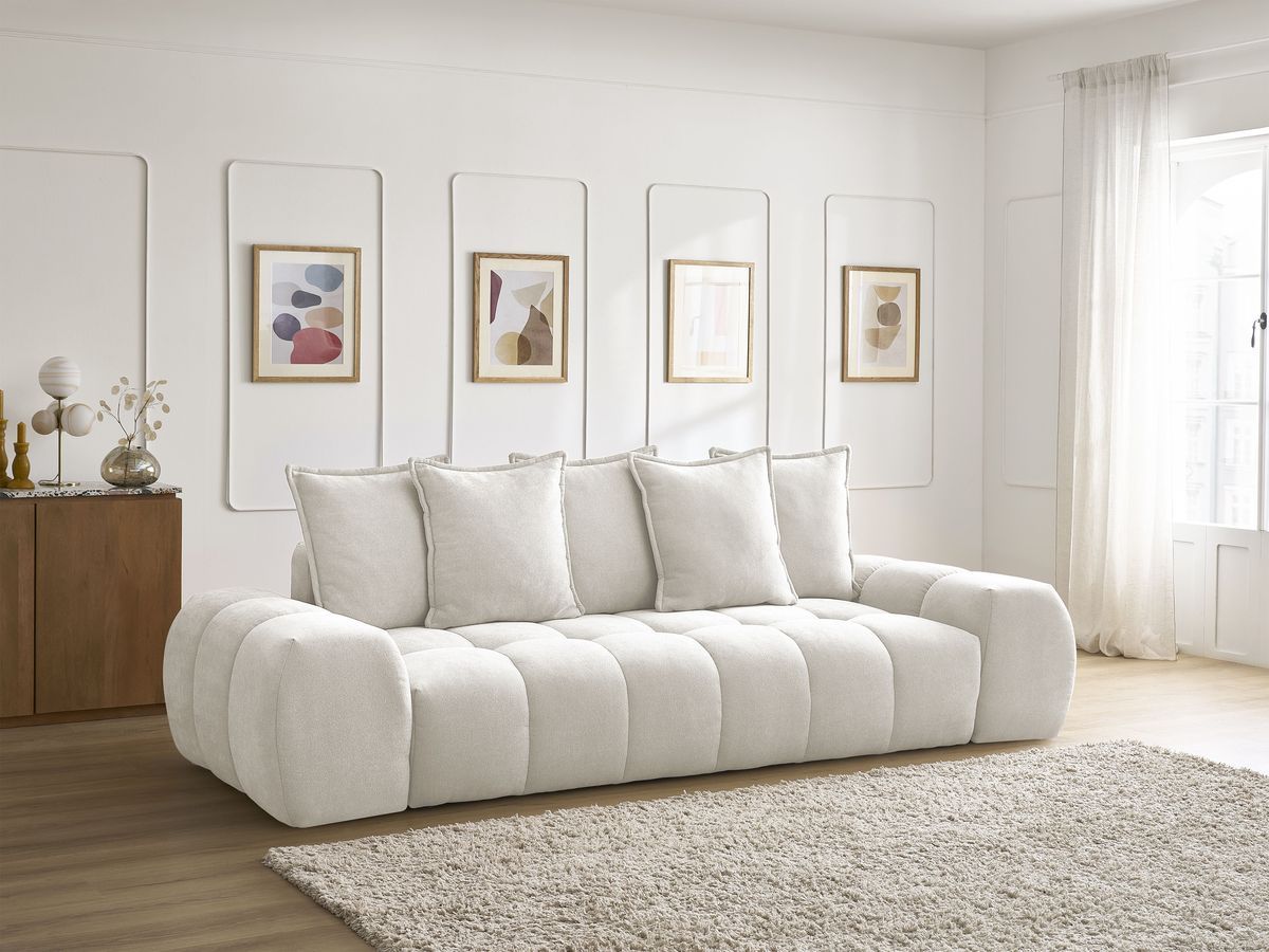 Canapé droit convertible coffre EVEREST tissu texturé