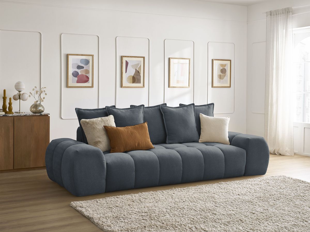 Canapé droit convertible coffre EVEREST tissu texturé