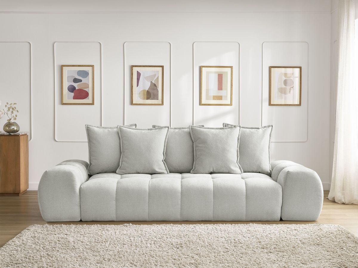 Canapé droit convertible coffre EVEREST tissu texturé gris clair BOBOCHIC 3 places - Vue supplémentaire 3