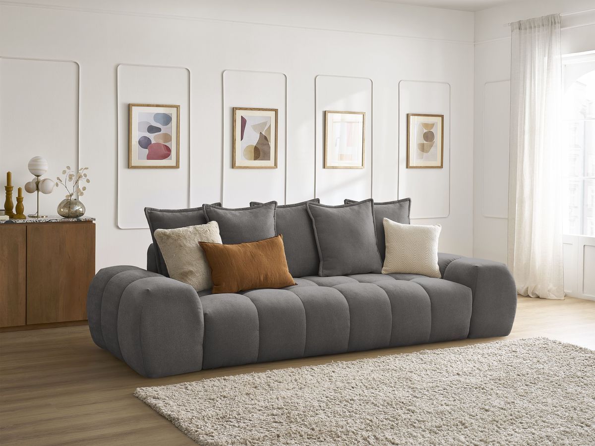 Canapé droit convertible coffre EVEREST tissu texturé