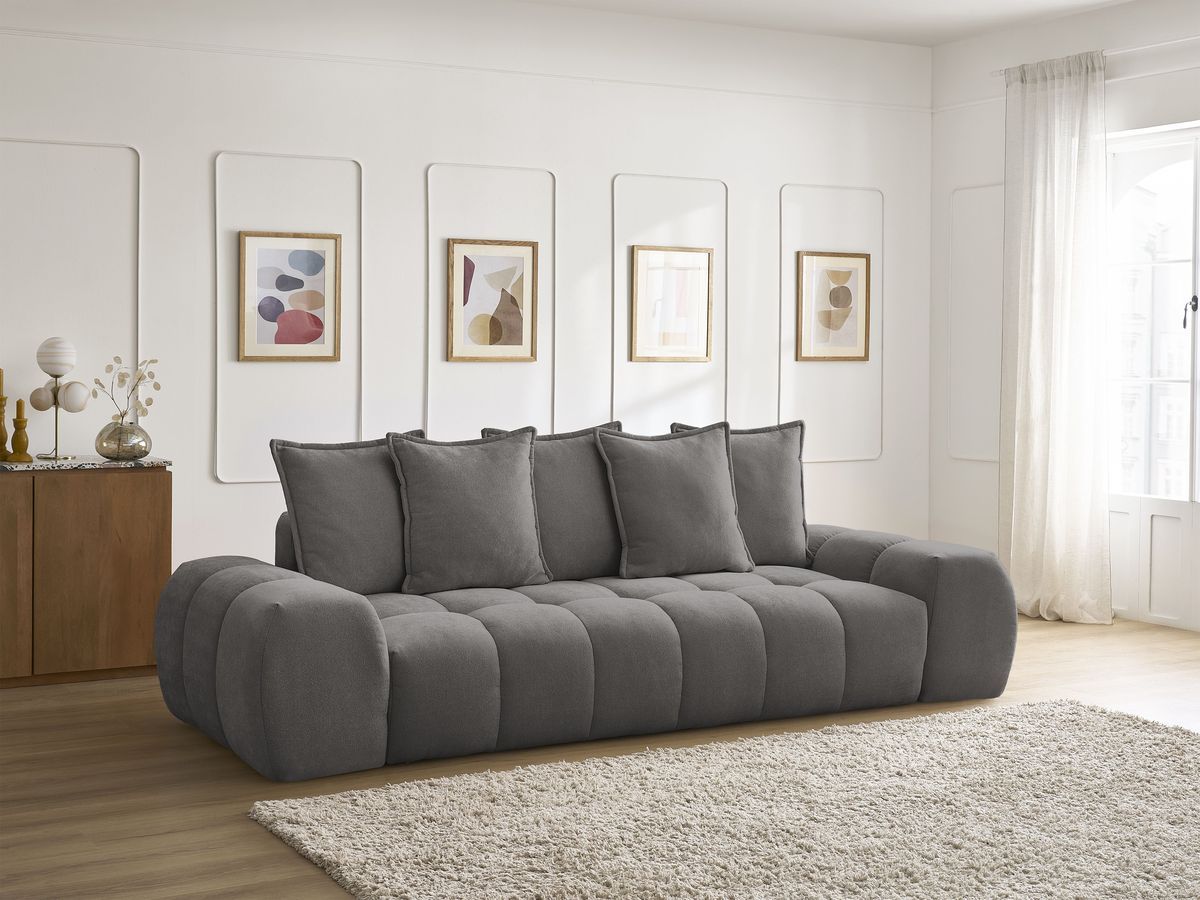 Canapé droit convertible coffre EVEREST tissu texturé