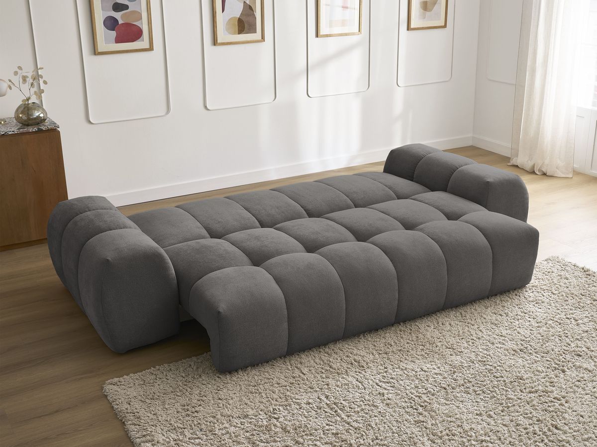 Canapé droit convertible coffre EVEREST tissu texturé