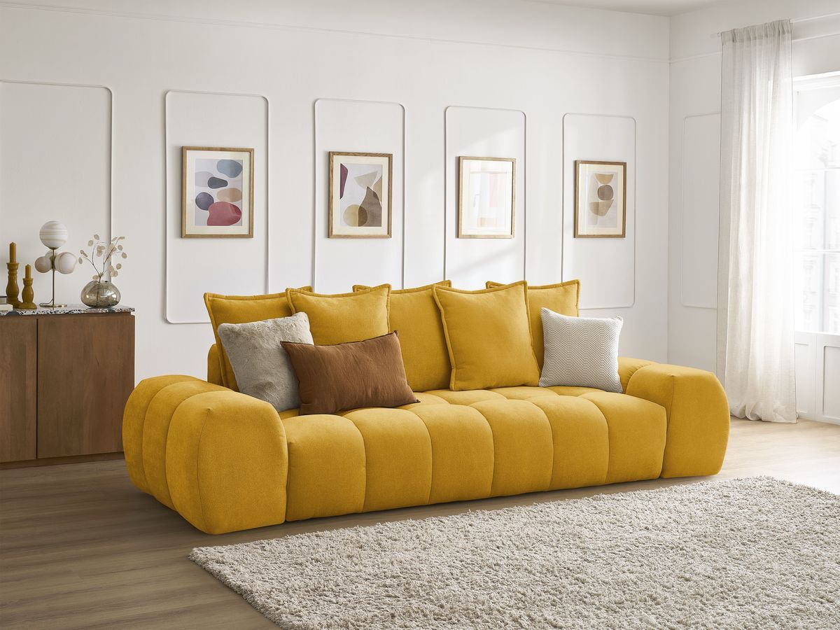 Canapé droit convertible coffre EVEREST tissu texturé