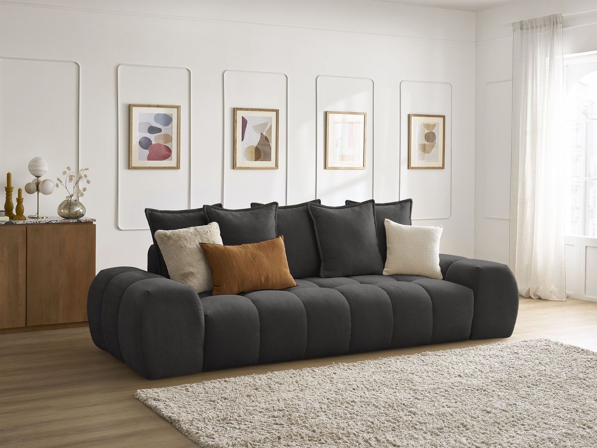 Canapé droit convertible coffre EVEREST tissu texturé