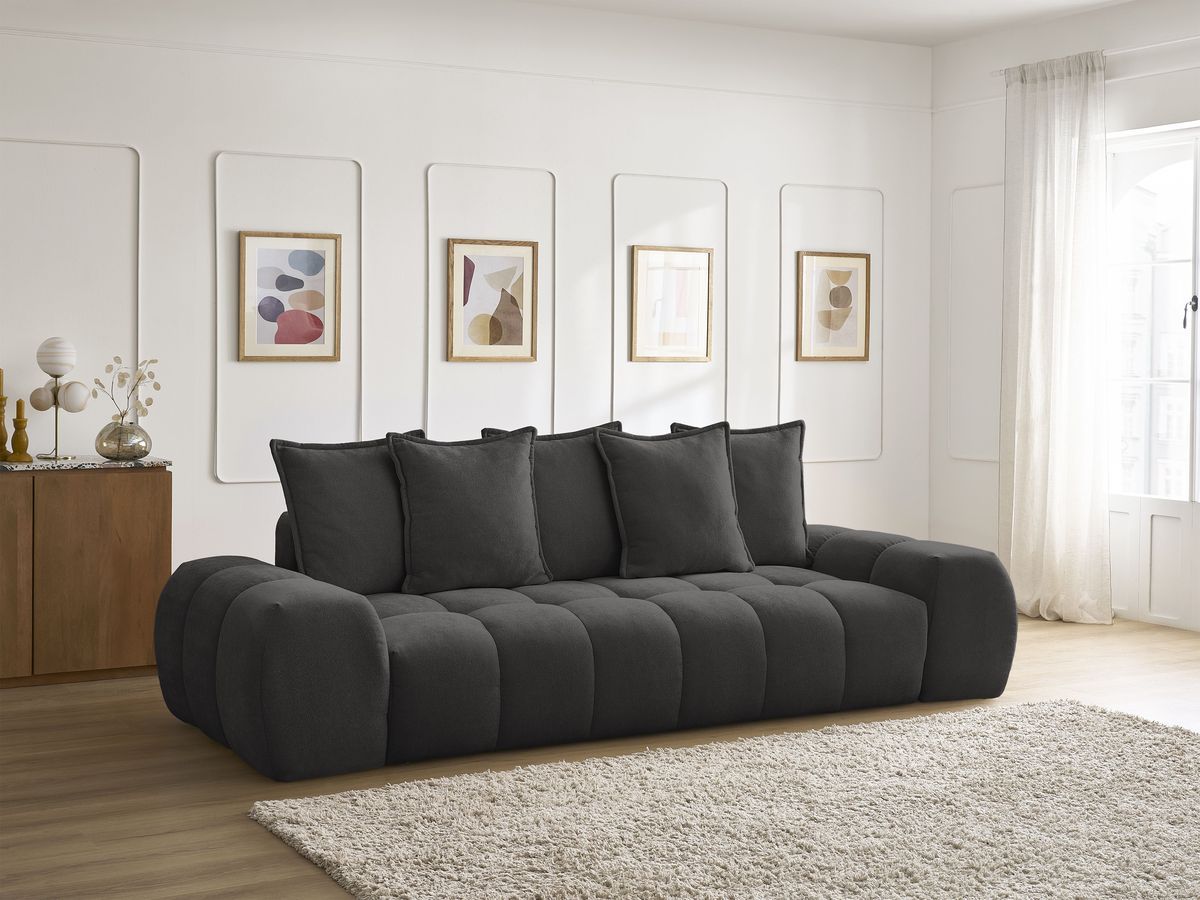Canapé droit convertible coffre EVEREST tissu texturé