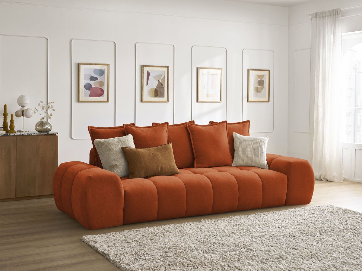 Canapé droit convertible coffre EVEREST tissu texturé