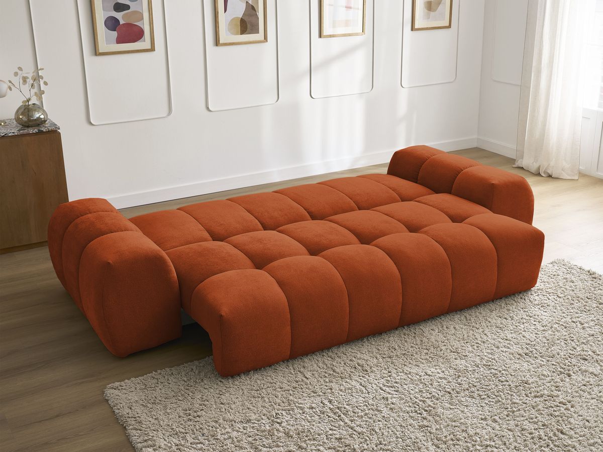 Canapé droit convertible coffre EVEREST tissu texturé
