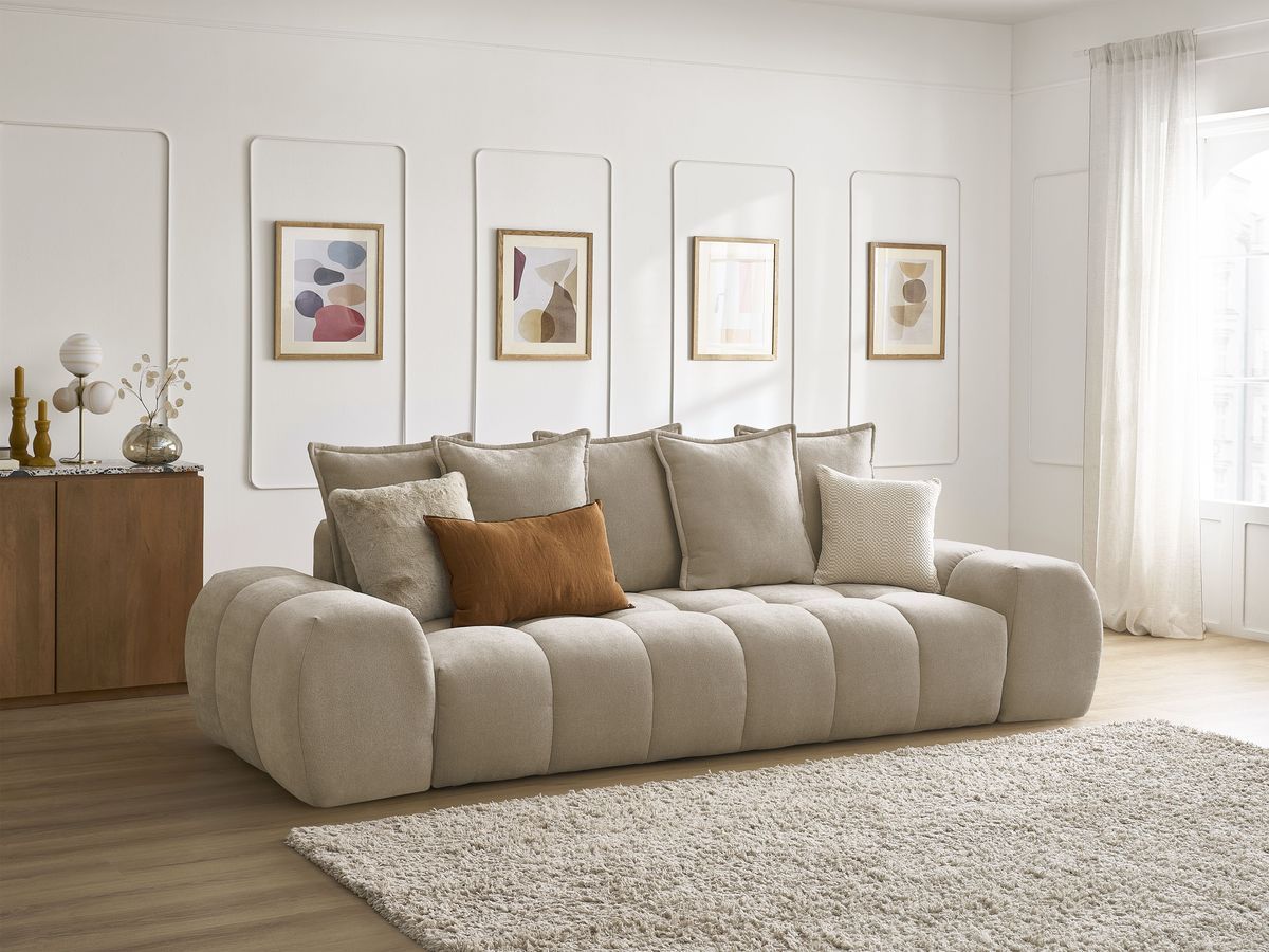 Canapé droit convertible coffre EVEREST tissu texturé