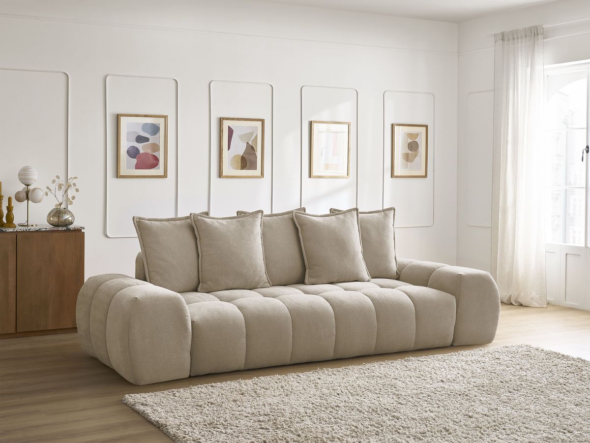 Canapé droit convertible coffre EVEREST tissu texturé