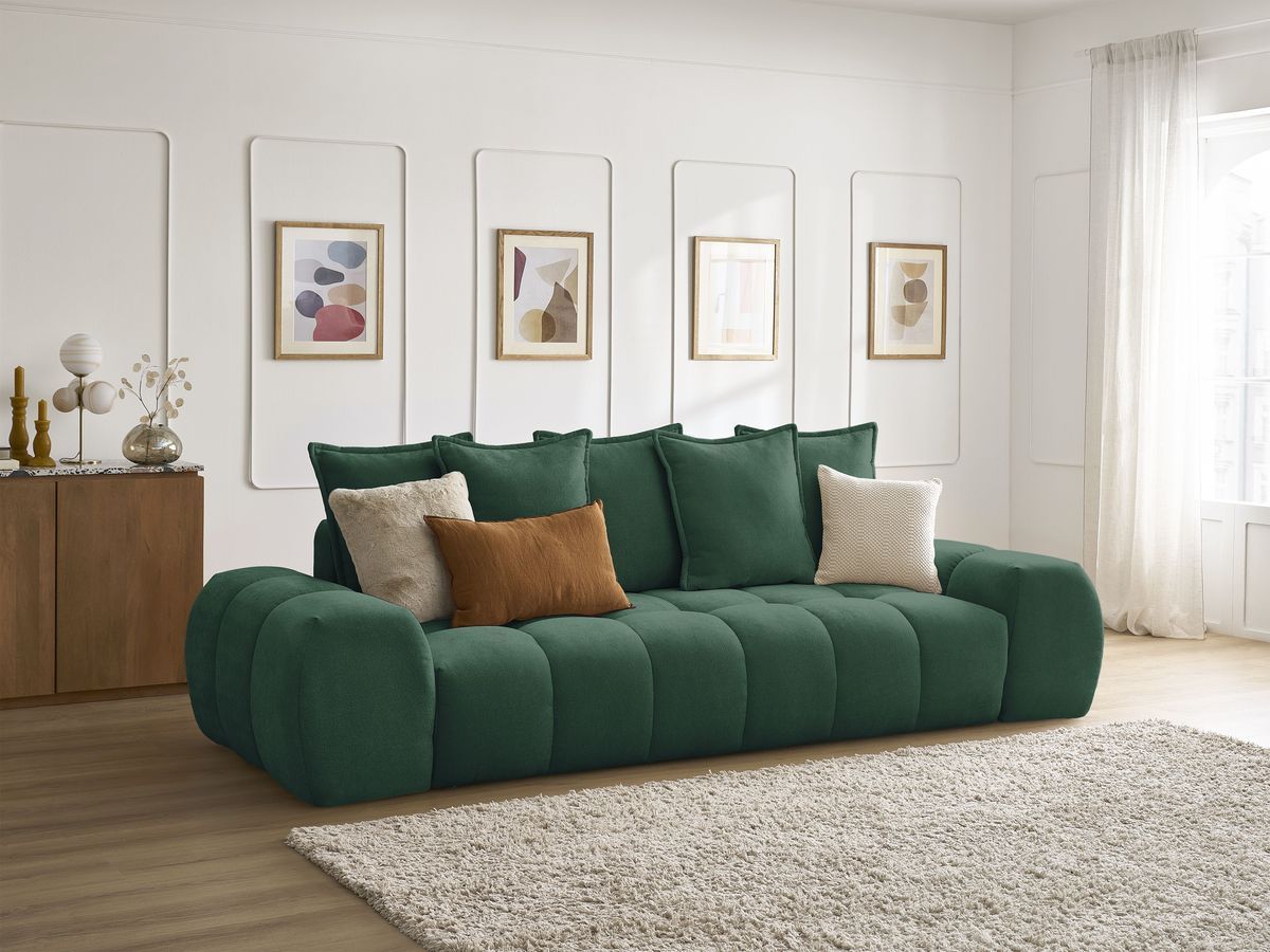 Canapé droit convertible coffre EVEREST tissu texturé