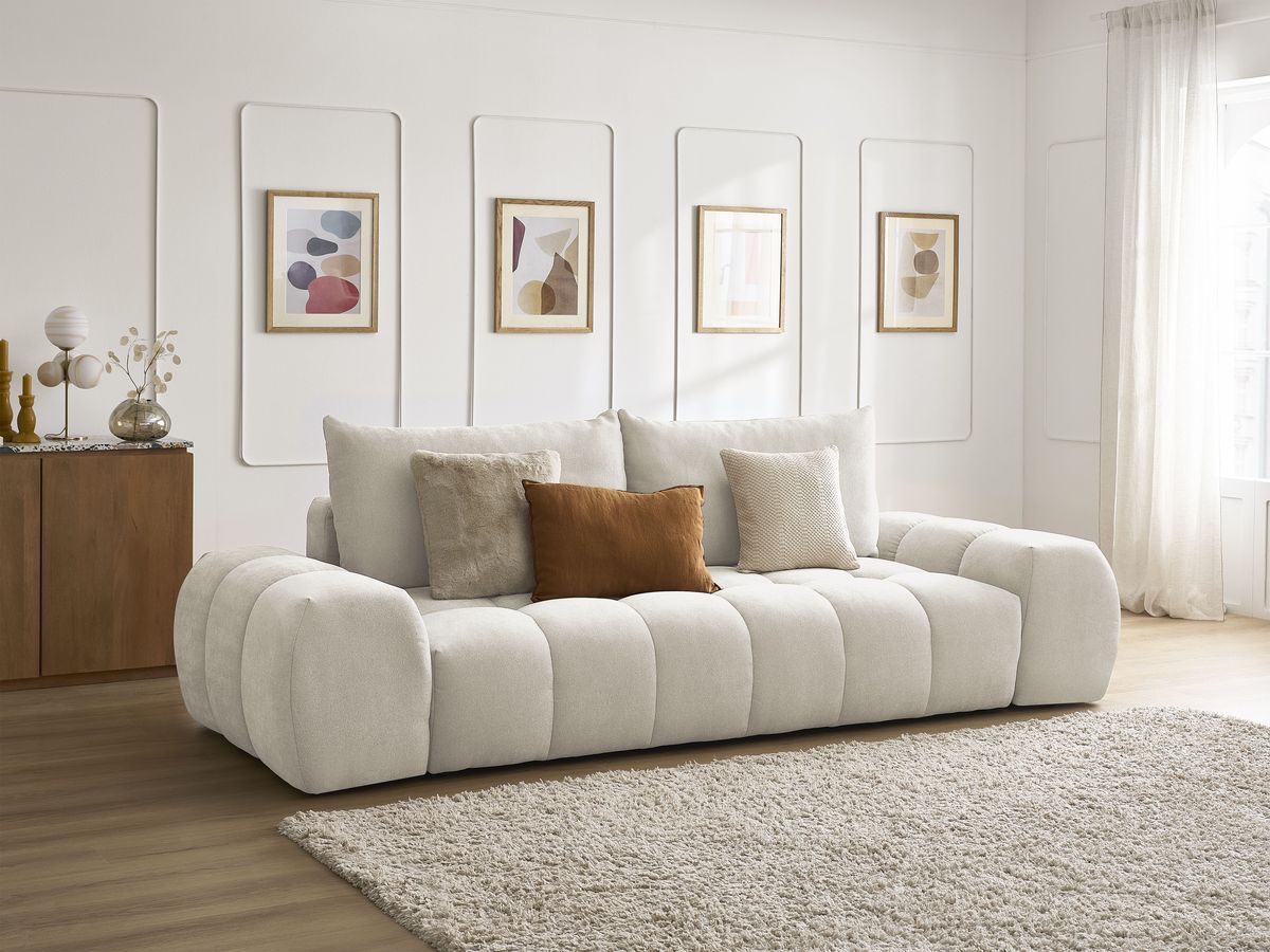 Canapé droit convertible coffre EVEREST tissu texturé