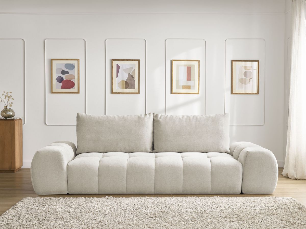 Canapé droit convertible coffre EVEREST texturé beige — vue 5