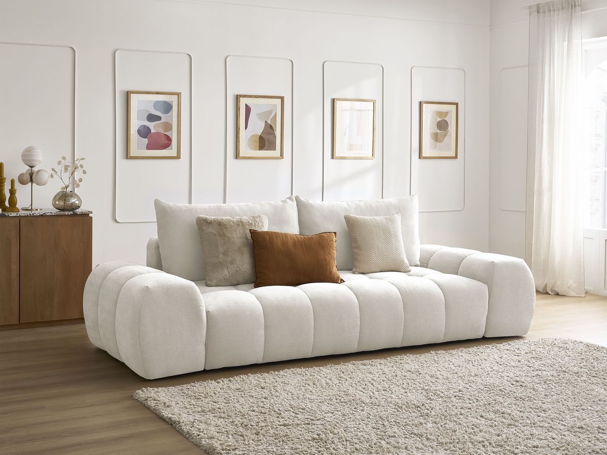 Canapé droit convertible coffre EVEREST tissu texturé