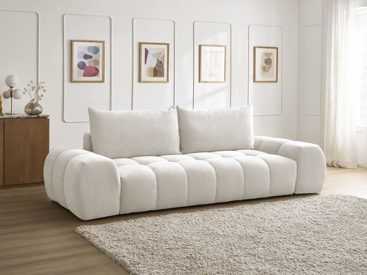Canapé droit convertible coffre EVEREST tissu texturé