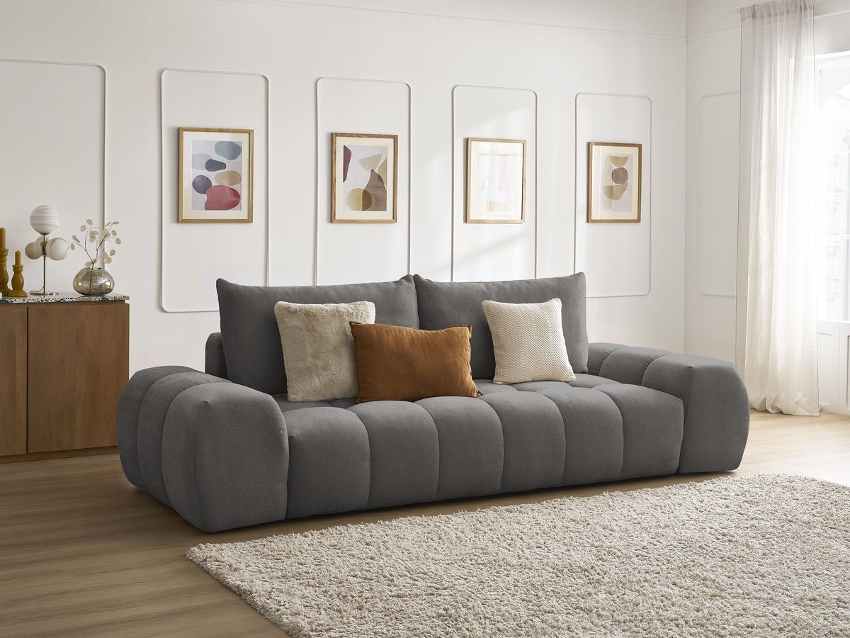 Canapé droit convertible coffre EVEREST tissu texturé