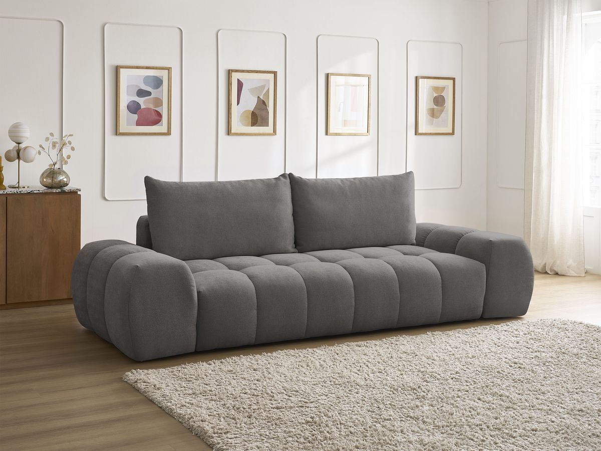 Canapé droit convertible coffre EVEREST tissu texturé