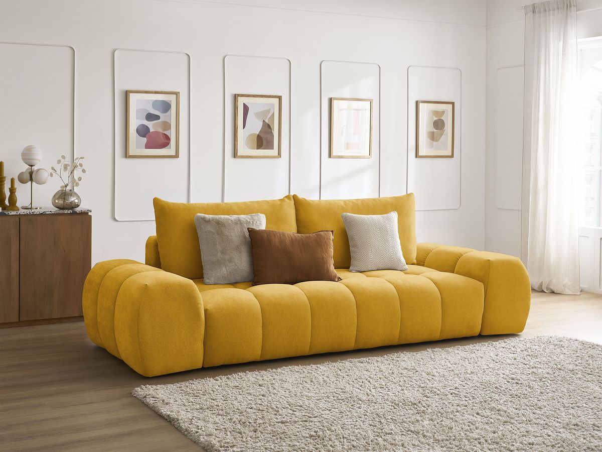 Canapé droit convertible coffre EVEREST tissu texturé