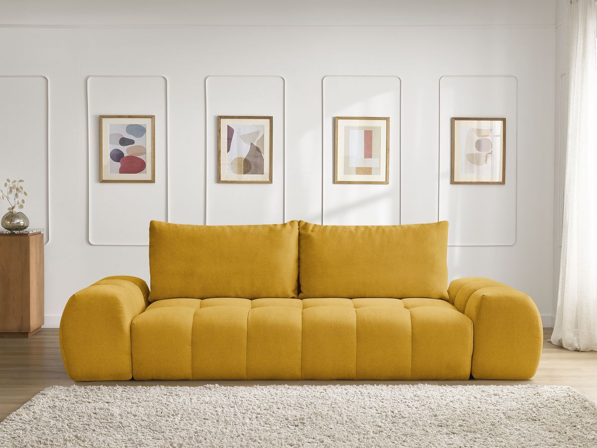 Canapé droit convertible coffre EVEREST texturé jaune — vue 5
