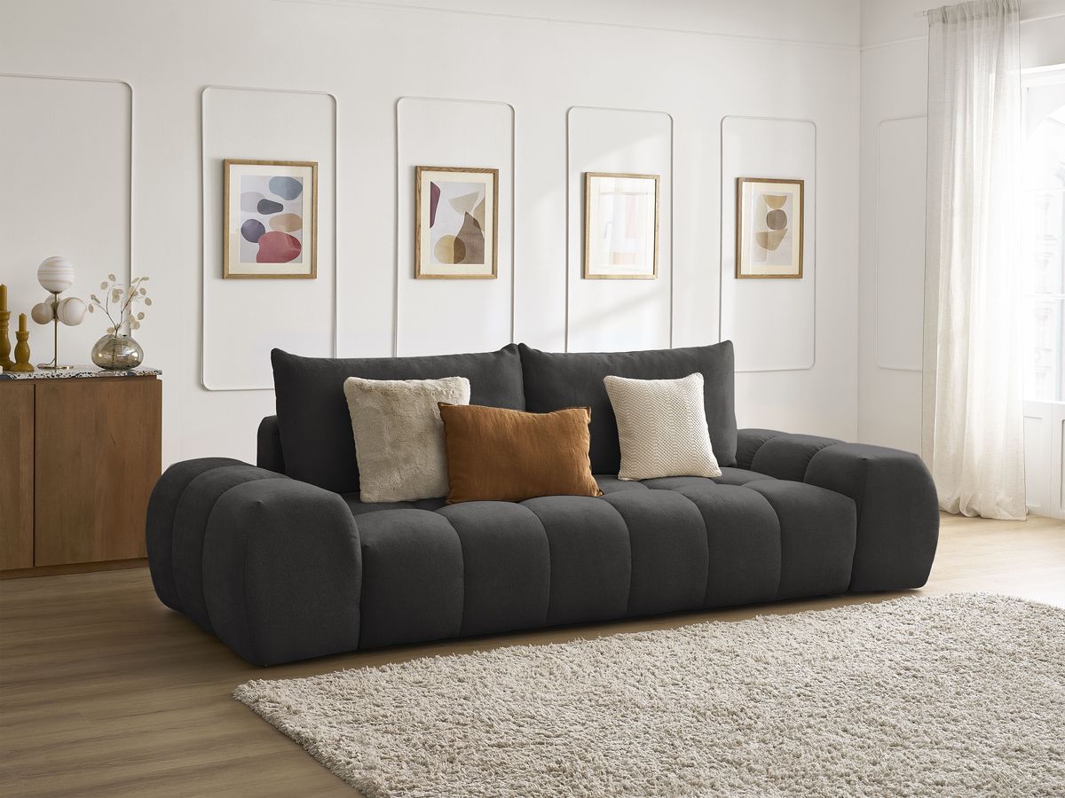 Canapé droit convertible coffre EVEREST tissu texturé