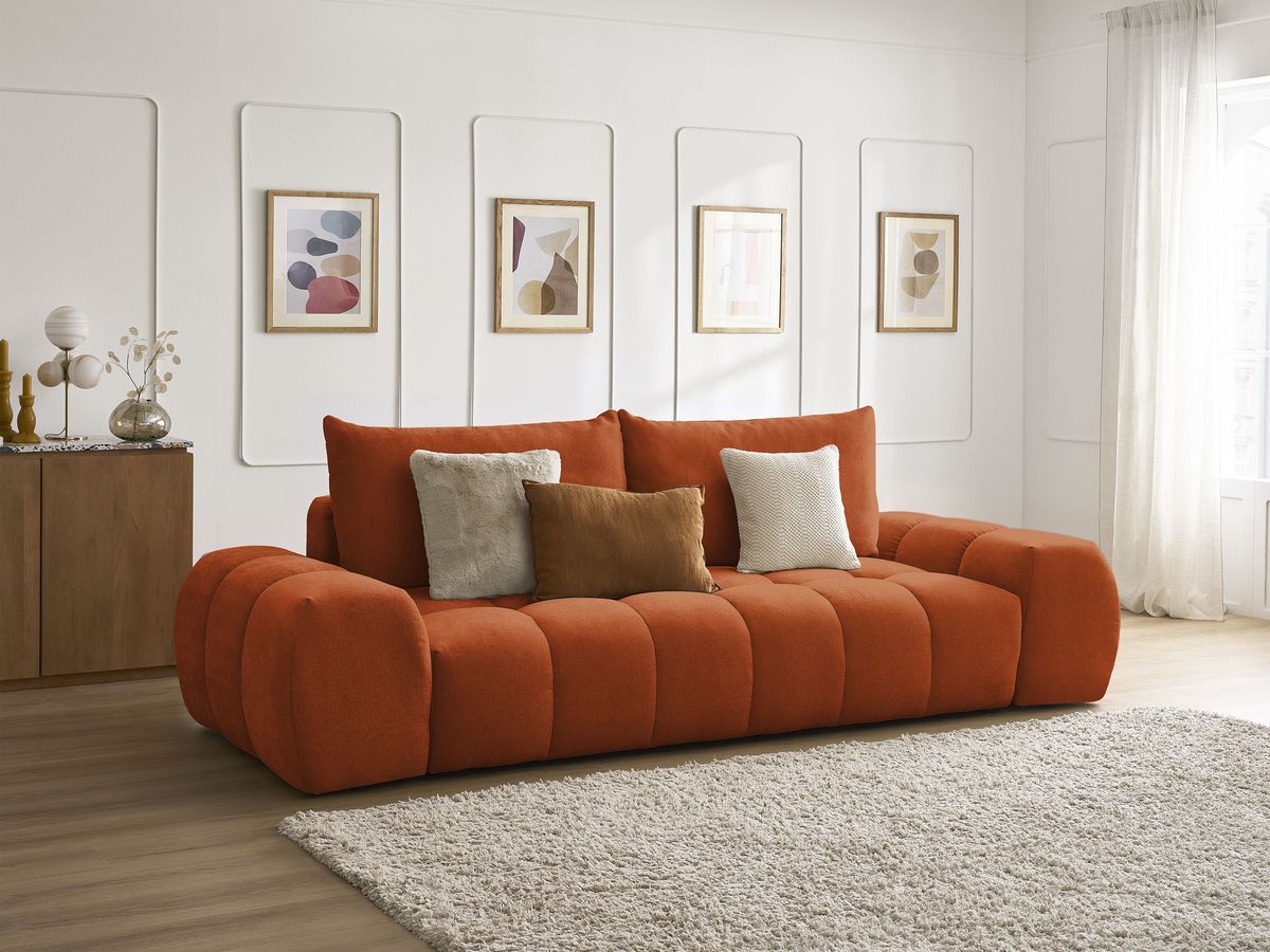 Canapé droit convertible coffre EVEREST tissu texturé