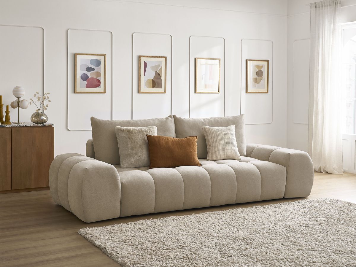 Canapé droit convertible coffre EVEREST tissu texturé