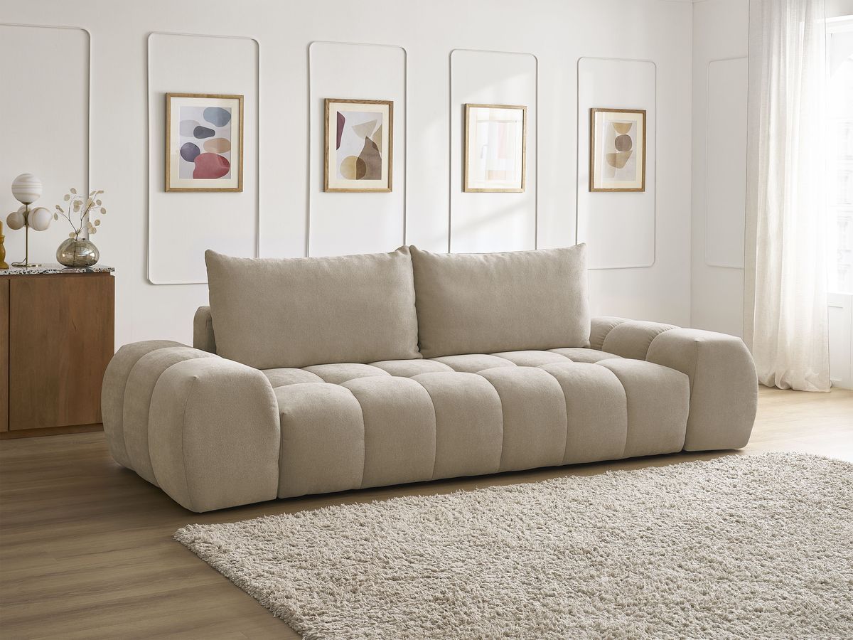 Canapé droit convertible coffre EVEREST tissu texturé