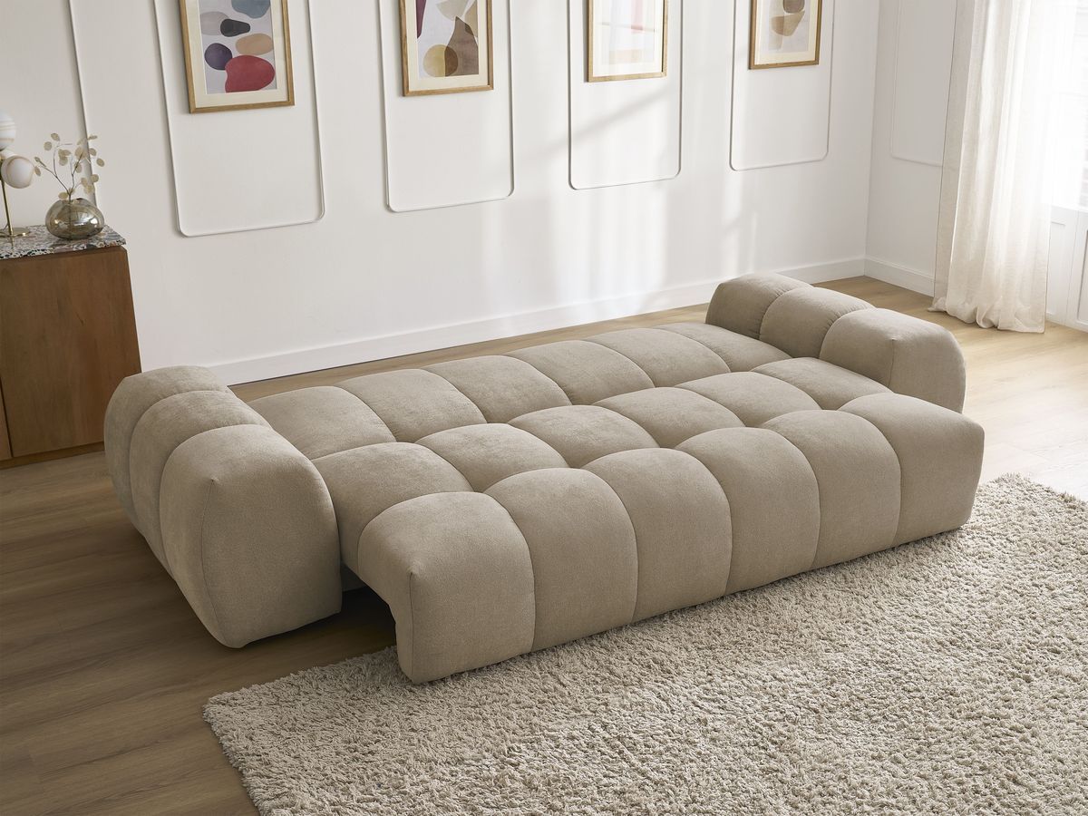 Canapé droit convertible coffre EVEREST tissu texturé