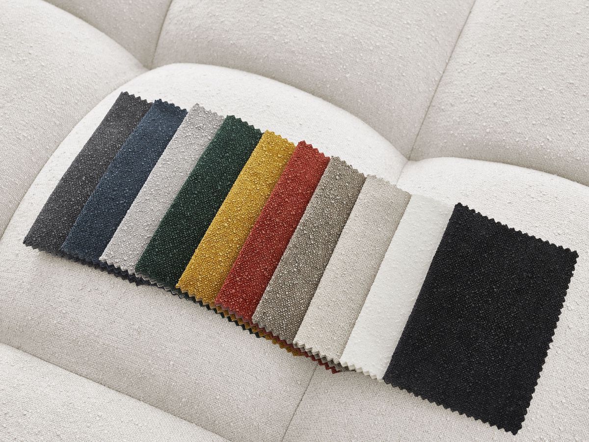 Canapé d'angle fixe EVEREST tissu chiné - Orange - Angle droit - 10 coussins